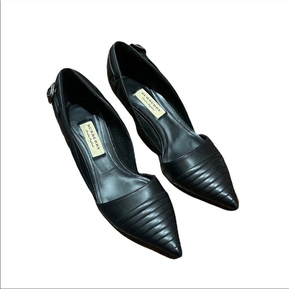 Burberry Amalia Black Leather Pumps Size 37.5 - Picture 8 of 9